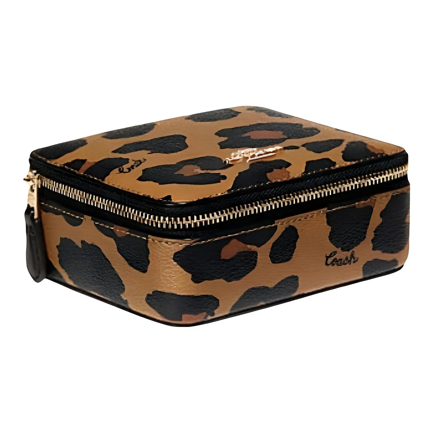 COACH Canvas Patchwork With Smooth Leather Storage Bag Makeup Case Mini Women's Black & Brown C8081G-IMLQD