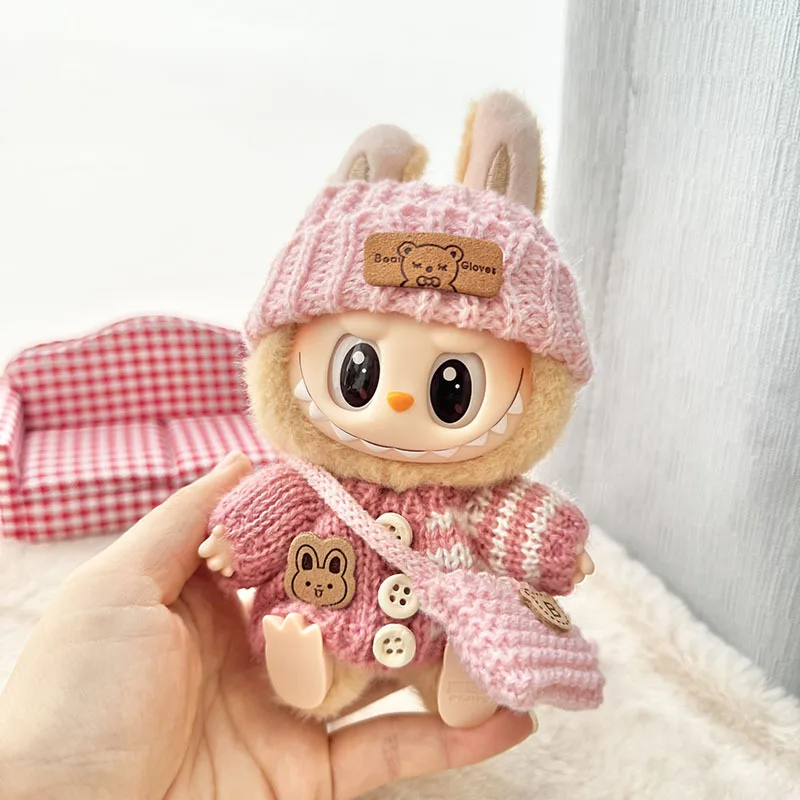 

For 17cm Labubus Mini Doll Clothes Outfit Hat Bag Clothes Shoes Labubu II Doll Accessories Cultivate Sitting Party Game Toys