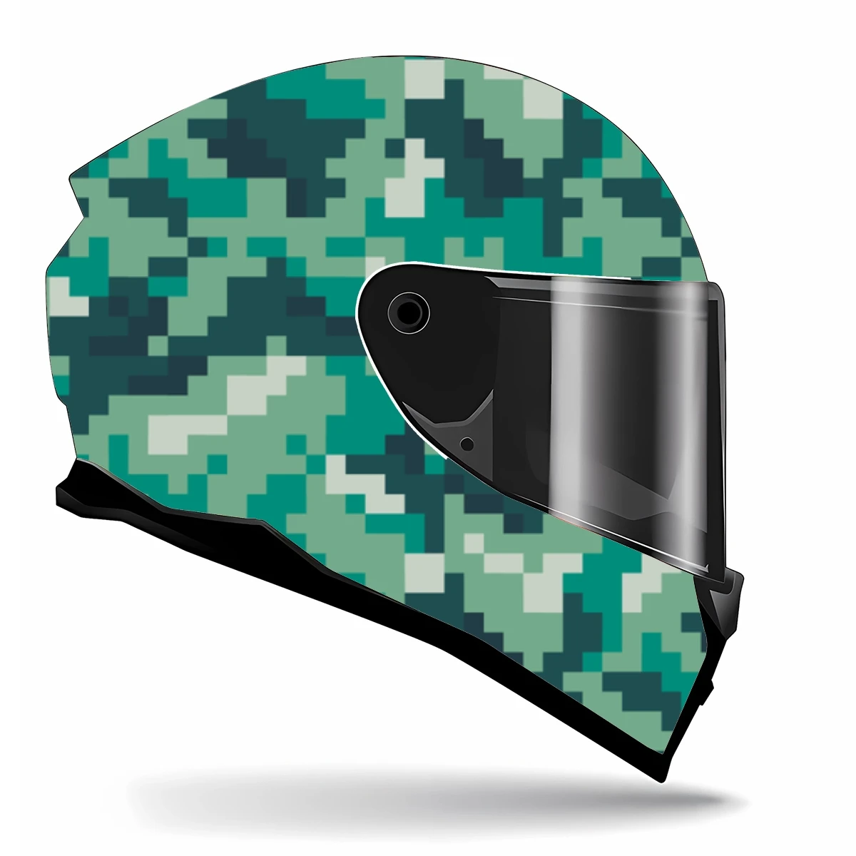 Pixel Cyber Future Camo Full Helmet Wrap Sticker Motorcycle Helmet Racing Graphic Decal Vinyl Wrap Helmet Decorative Sticker