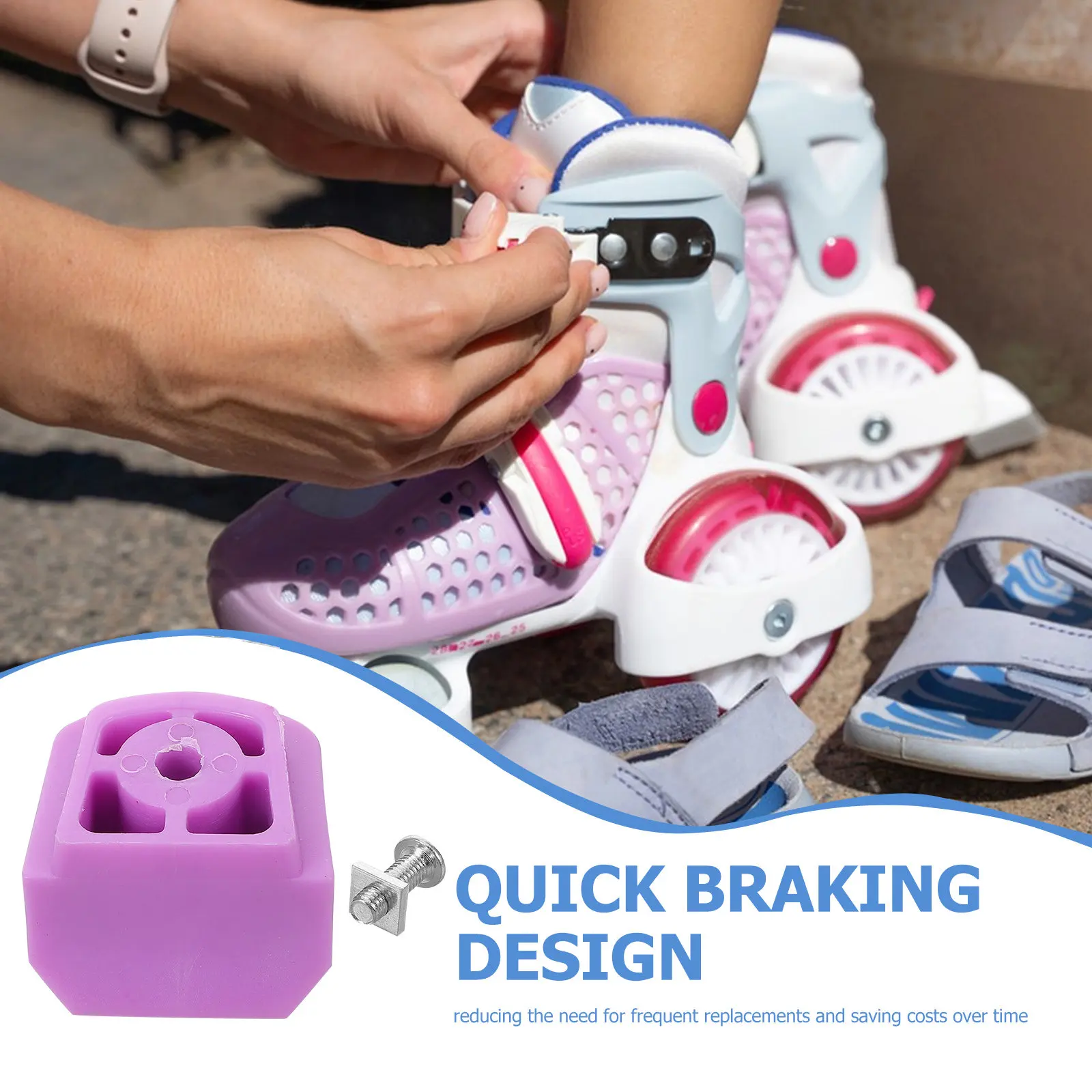 

's Roller Skate Brake Block Replacement Purple Wear Resistant Quick Braking Universal Fit for Inline Skates
