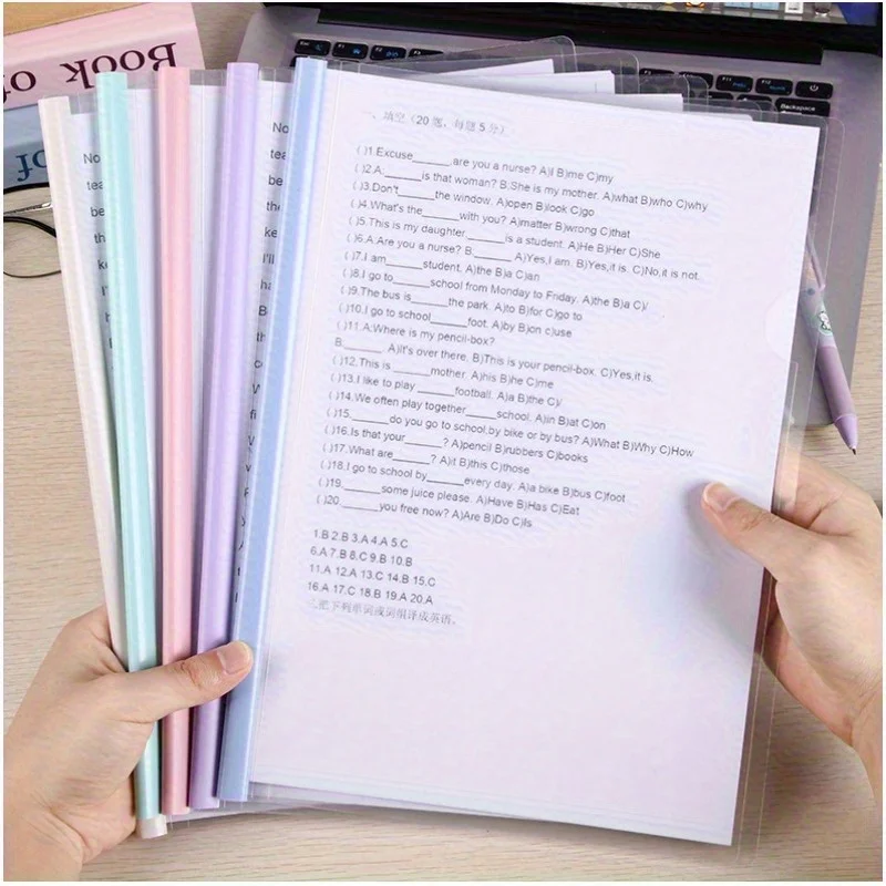 10 Pcs Thickened Transparent Office Document Storage Folder A4 File Folder Pull Rod Paper Clip Organizer For Business Supplies