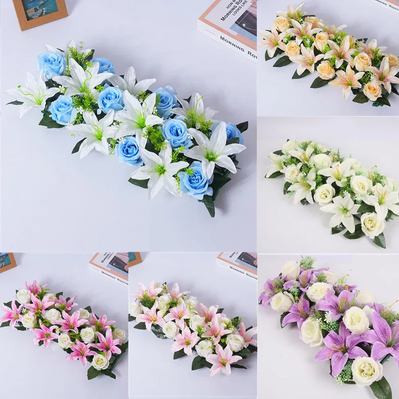 

New Artificial Flowers DIY Artificial Rose Flower Row Wedding Table Centerpiece Flowers Backdrop Wall Arches Decor Party Stage