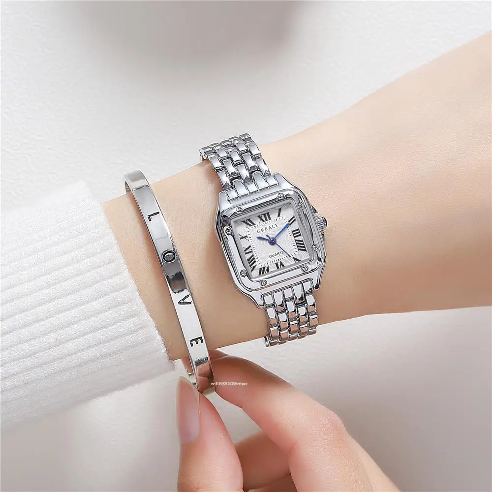 Relojes de lujo de la marca de moda romana conjunto de diamantes a prueba de agua de las mujeres reloj de negocios de acero inoxidable no se