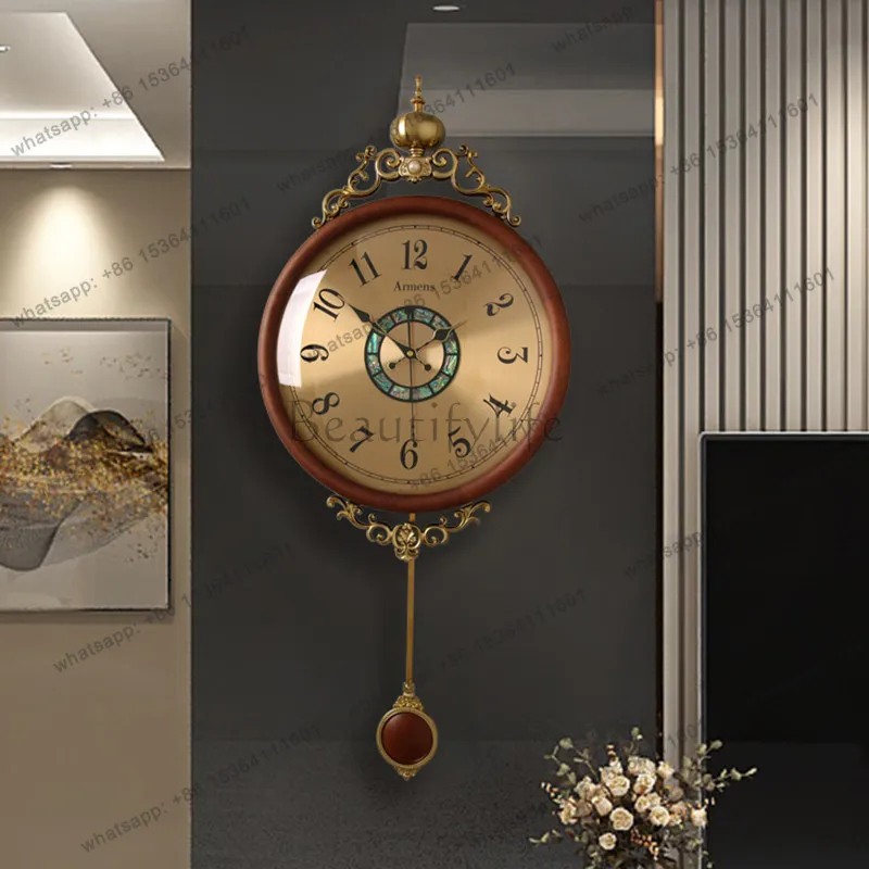 2026 new wall clock high sense living room home European retro new Chinese clock
