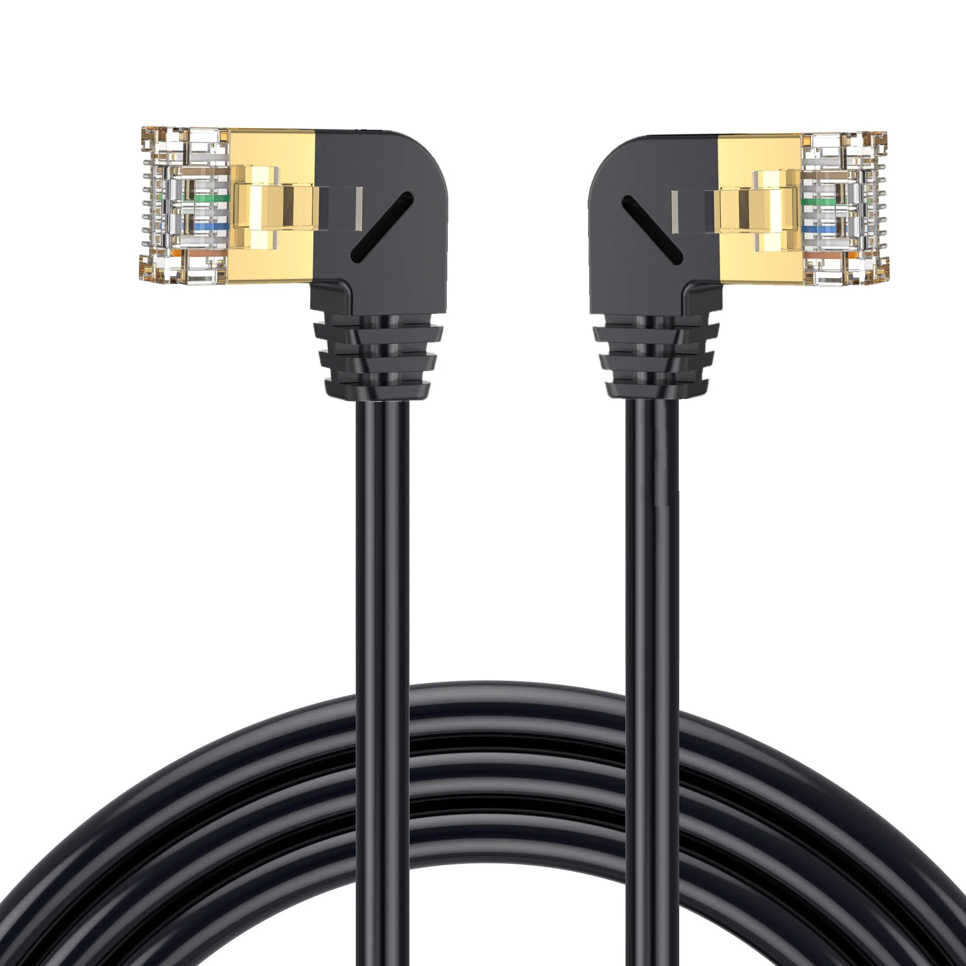 Podwójny łokieć w dół i do góry pod kątem 90 stopni CAT8 40Gbps 8 p8c kot 5 kabel sieciowy Ethernet RJ45 Lan Patch Cord 0.5M