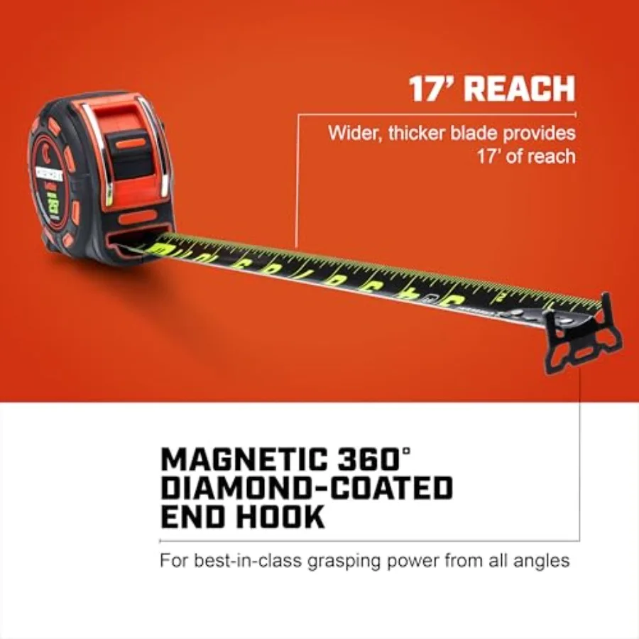 الهلال لوبكين 25 قدم. SHOCKFORCE NITE EYE شريط قياس مغناطيسي LM1325B02 لقياس الدقة في مشاريع البناء DIY