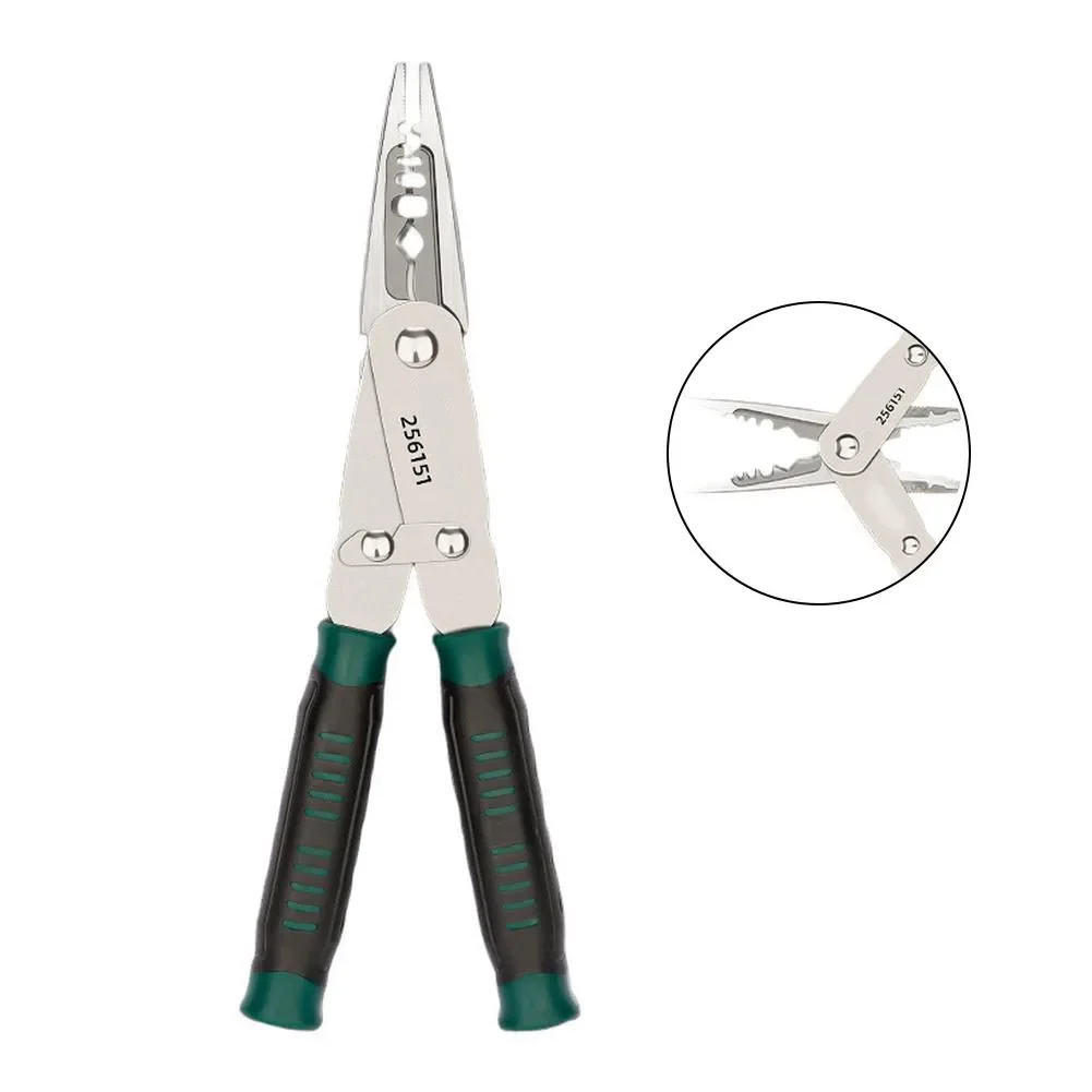Professional multifunctional pliers needle nose flat nose wire cutter and stripper with multiple wire stripping holes