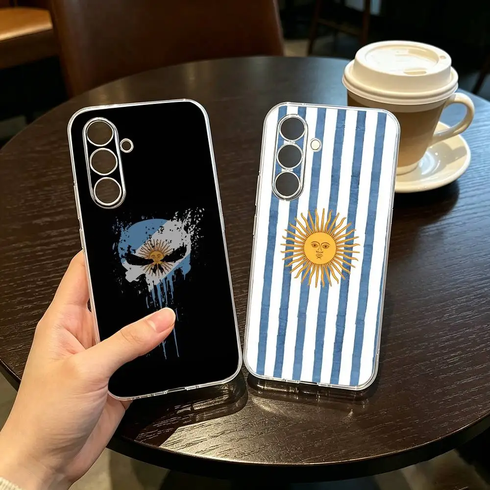 Funda transparente para teléfono con bandera de apoyo al fútbol argentino para Samsung A10,12,20,21S,30,31,40,50,51,52,70,71