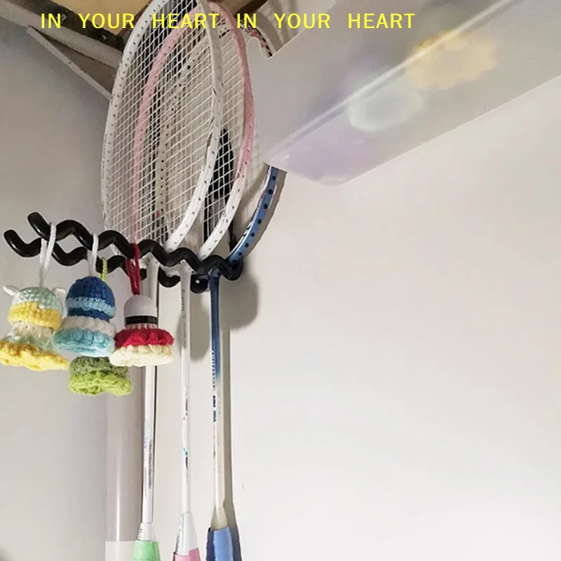 【X】Wall Mounted Racket Holder Tennis Racket Holder Badminton Racket Holder Wall Wave Hook Storage Holds Multiple Racquets Rack