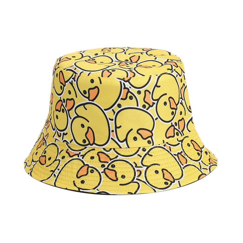 Summer Printed Panama Hats for Men Y2k Japanese Outdoor Sunshade Fisherman Caps Travel Beach Cute Double-sided Bucket Hat