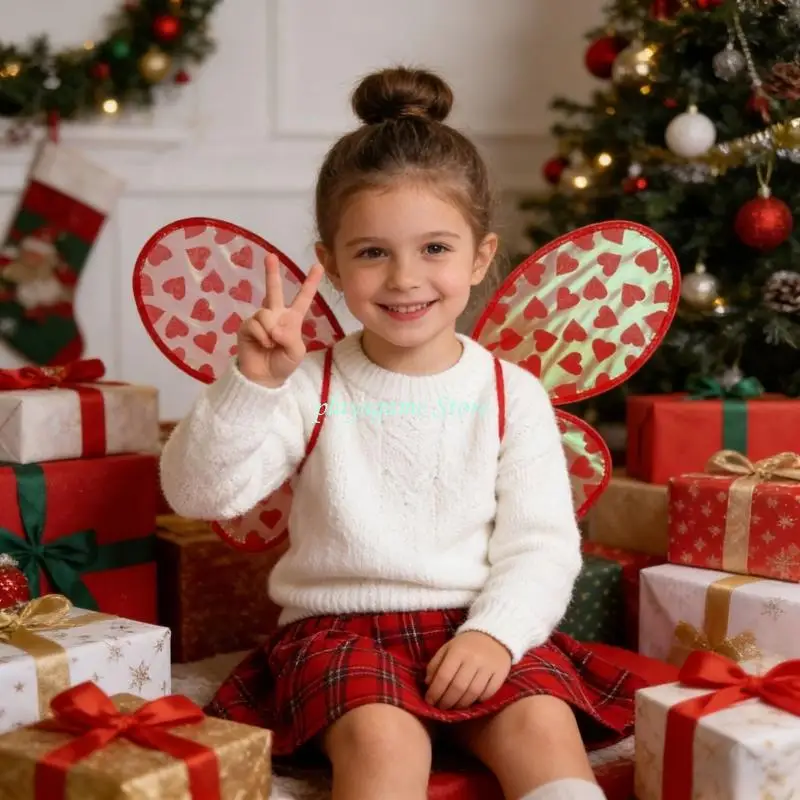 Y88A Practical Organza Heart Wing Fashion Heart Butterfly Wing for Children Role Play Activities in Theater and Celebrations