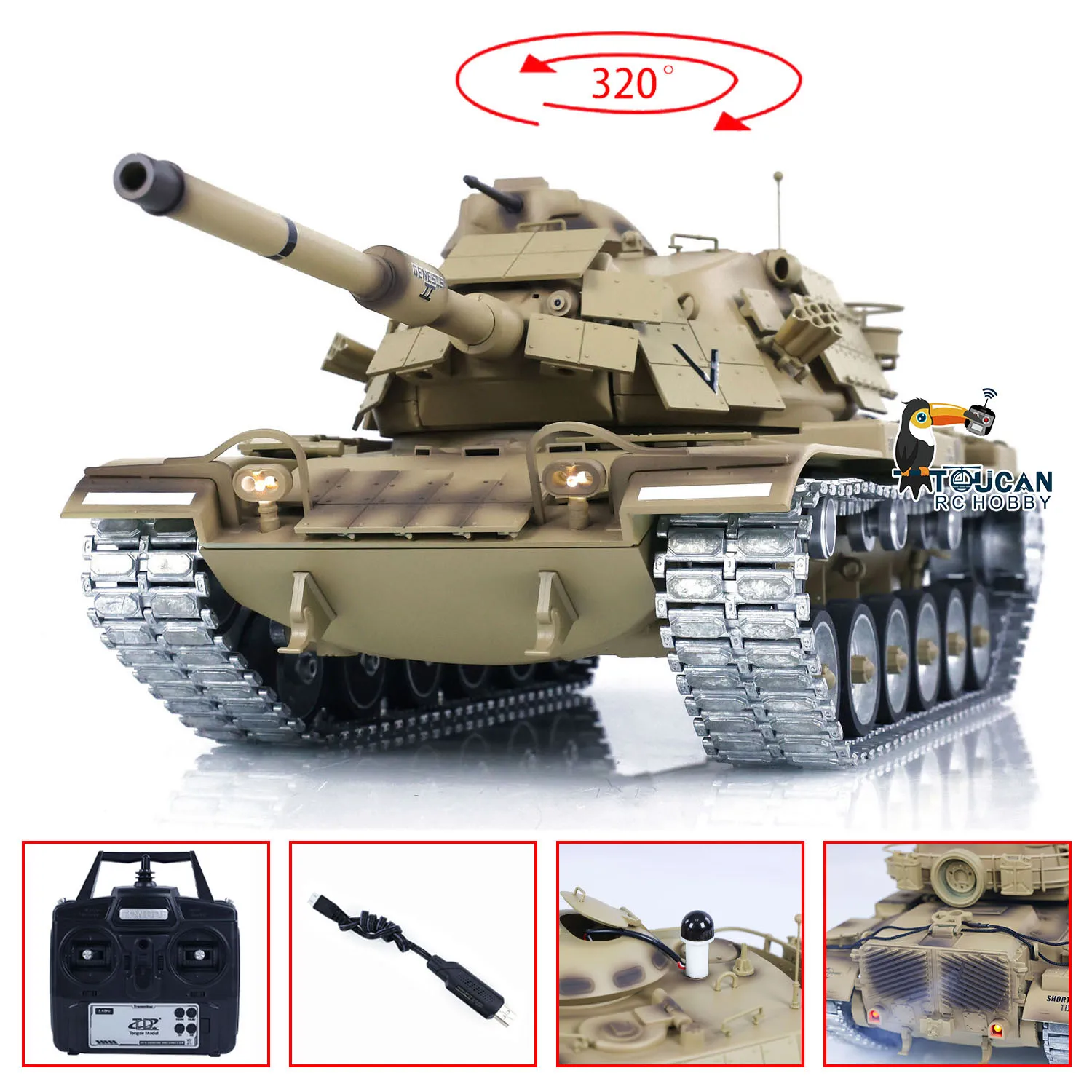 Tongde-RC Battle precious M60A1 Radiocommande USA, Modèle de chars BB, Roue en métal, Piste de route, Idier Gifts TH23, 1/16