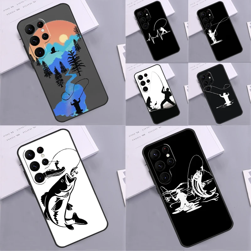 Funda de teléfono pescador pescando para Samsung Galaxy S24 S25 Ultra S9 S10 S20 S22 S21 S23 Plus S24 FE
