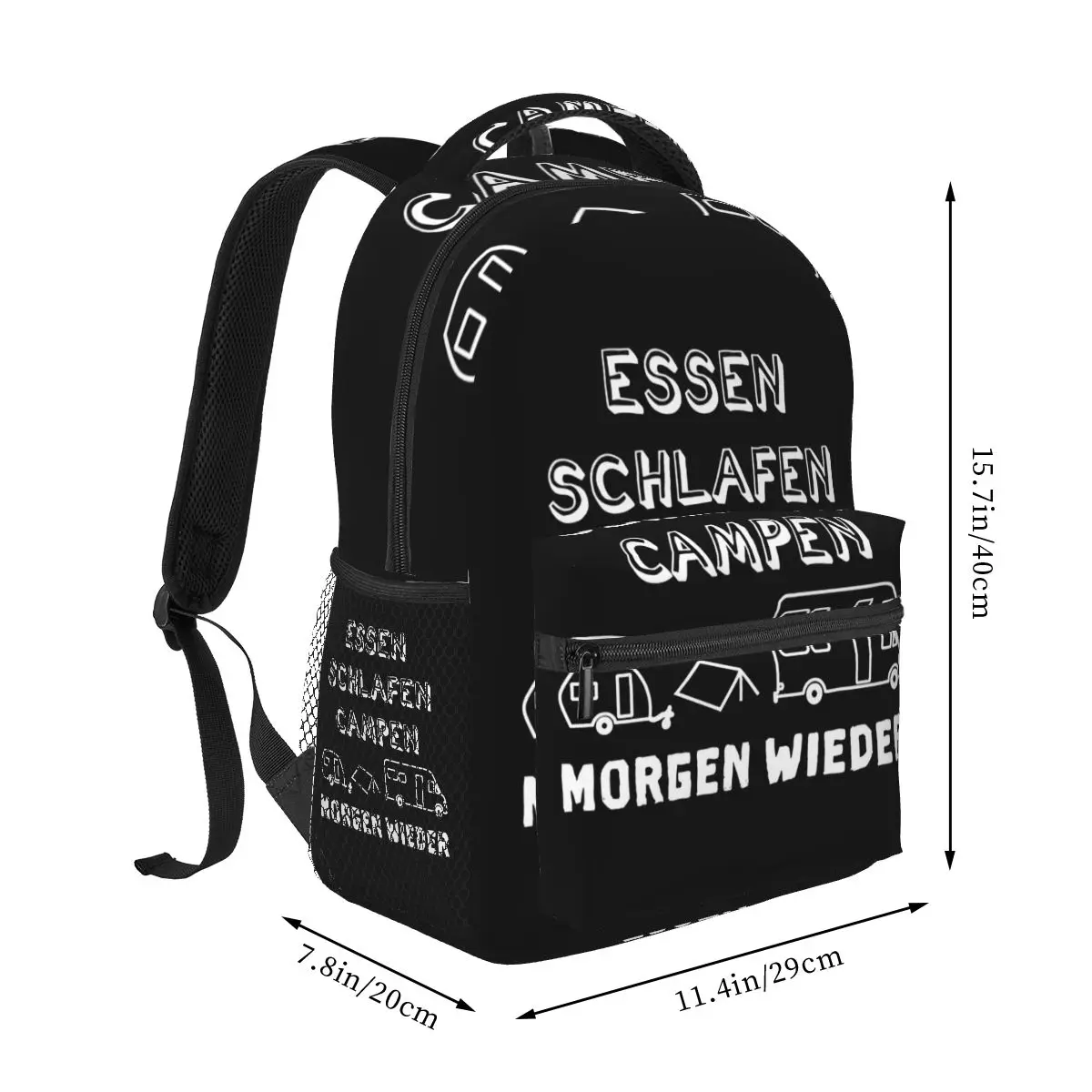 Eat, Sleep, Camp Backpack Hot Sale Daypack Large Capacity Kids BookBag School Bag Shoulder Bags for Men Women