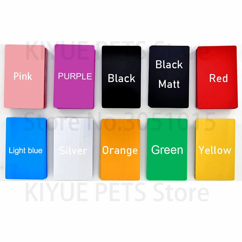 Wholesale 100Pcs Aluminum Business Cards Personalized For Customer Laser Engraving Dog ID Tag For Pet DIY Gift Cards 10 Colors