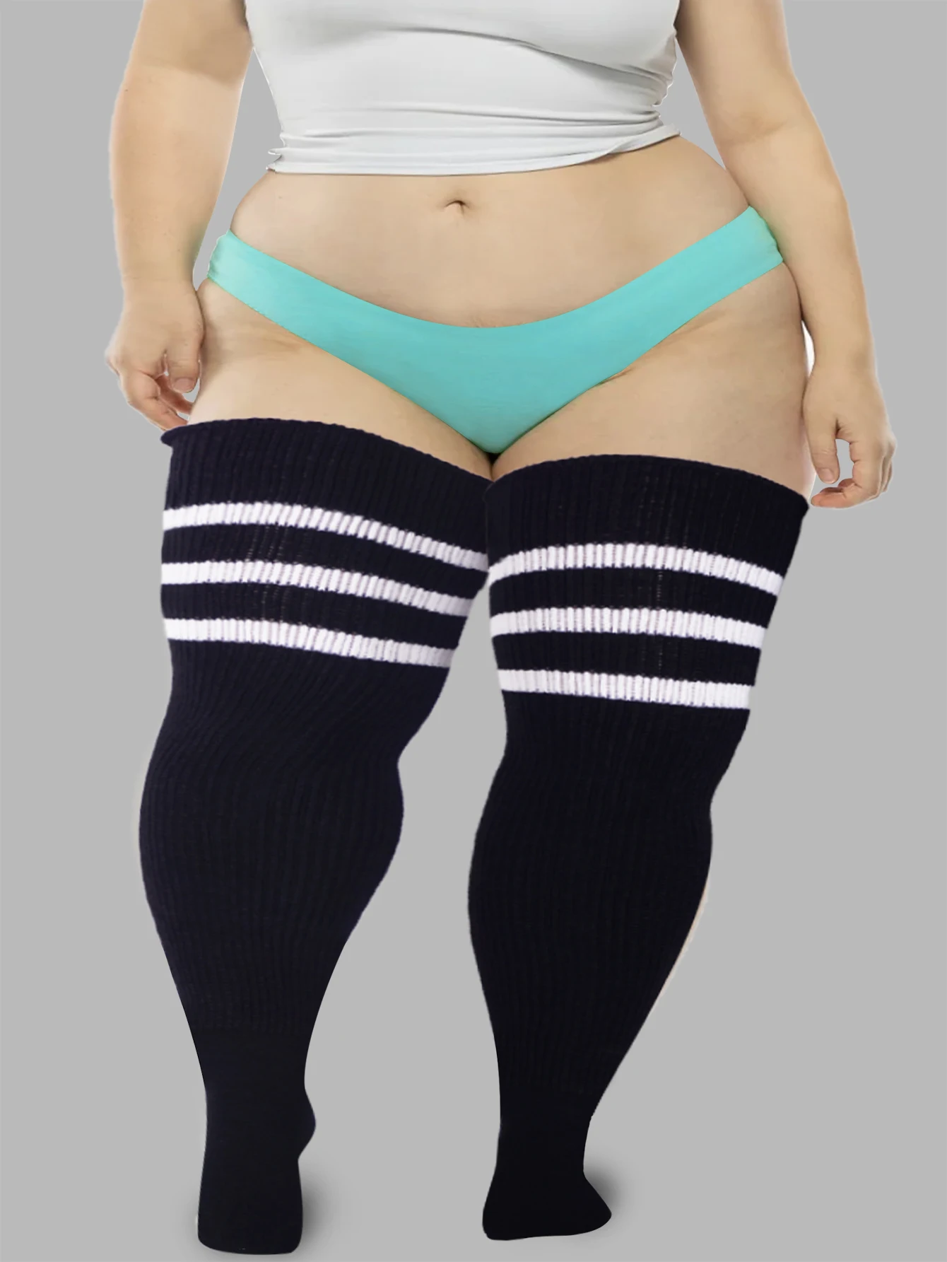 الاتجاهات الأمريكية حجم كبير الجوارب النسائية الفخذ العليا للفخذ السميك اضافية طويلة فوق الركبة جوارب تدفئة الساق التمهيد الجوارب