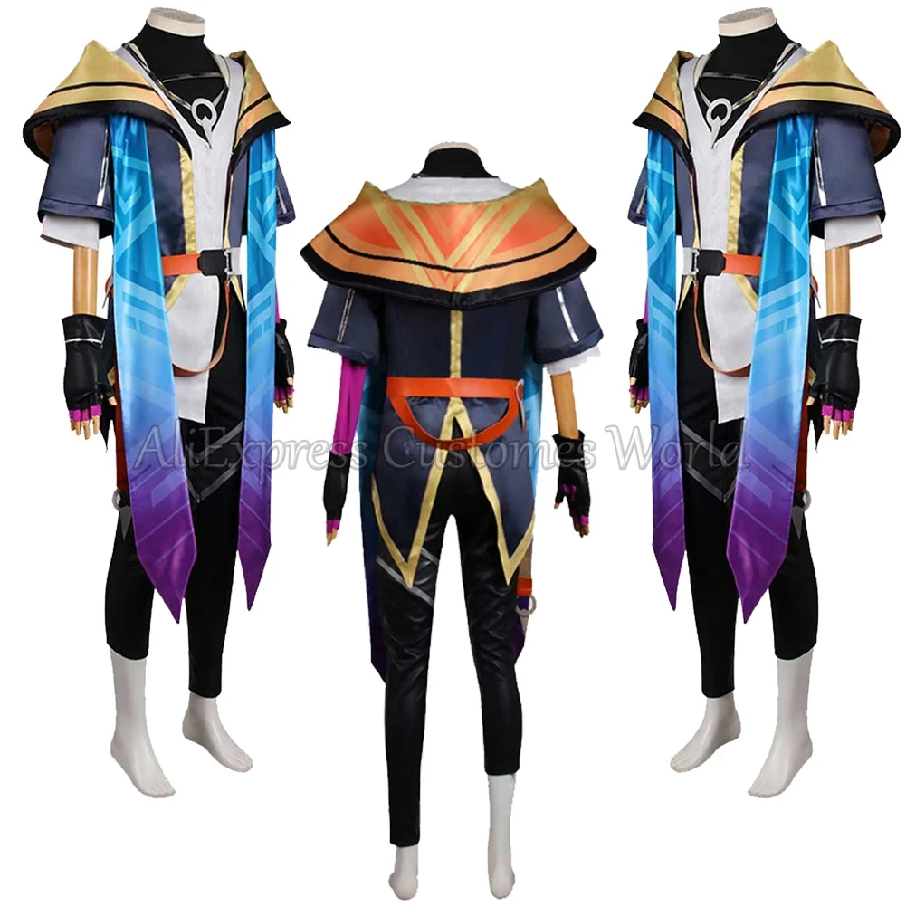 Men Heartsteel Aphelios Cosplay Costume Game Heartsteel Aphelios Wigs Disguise Costume Fantasy Outfits Halloween Roleplay Suit