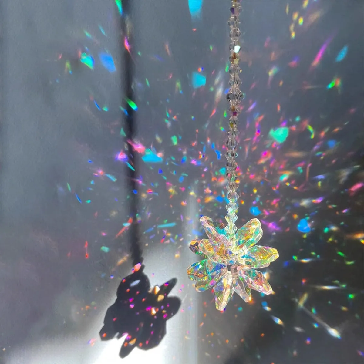 1pcs Rainbow Crystal Sun Catchers Window Hanging Crystals Snowflake Suncatcher for Windows Home Garden Craft Decoration