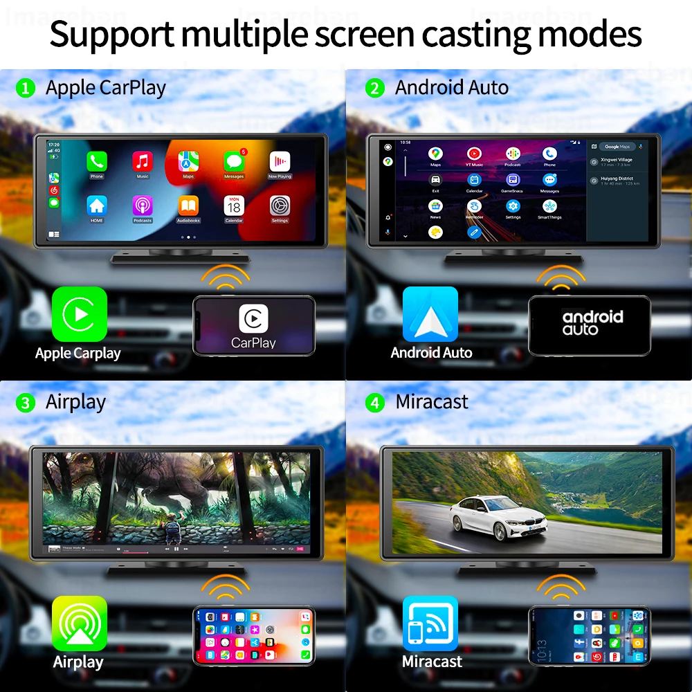 10.26 Inch Imagebon H12Z Wireless Carplay Android Auto Smart Car ScreenCar Dash Monitor Linux Car Display