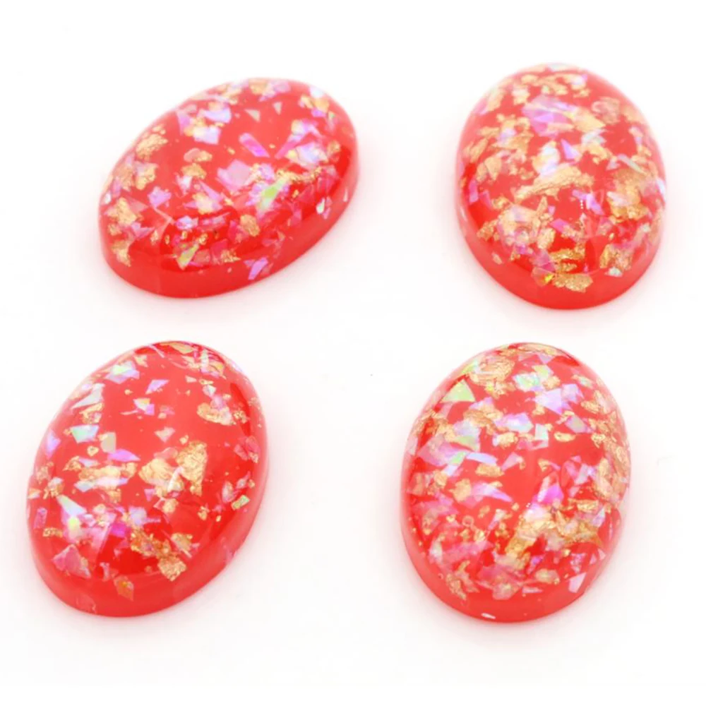 Lot de 10 Cabochons en résine à dos plat, nouvelle tendance, mélange de couleurs, feuille métallique intégrée, 18x25mm