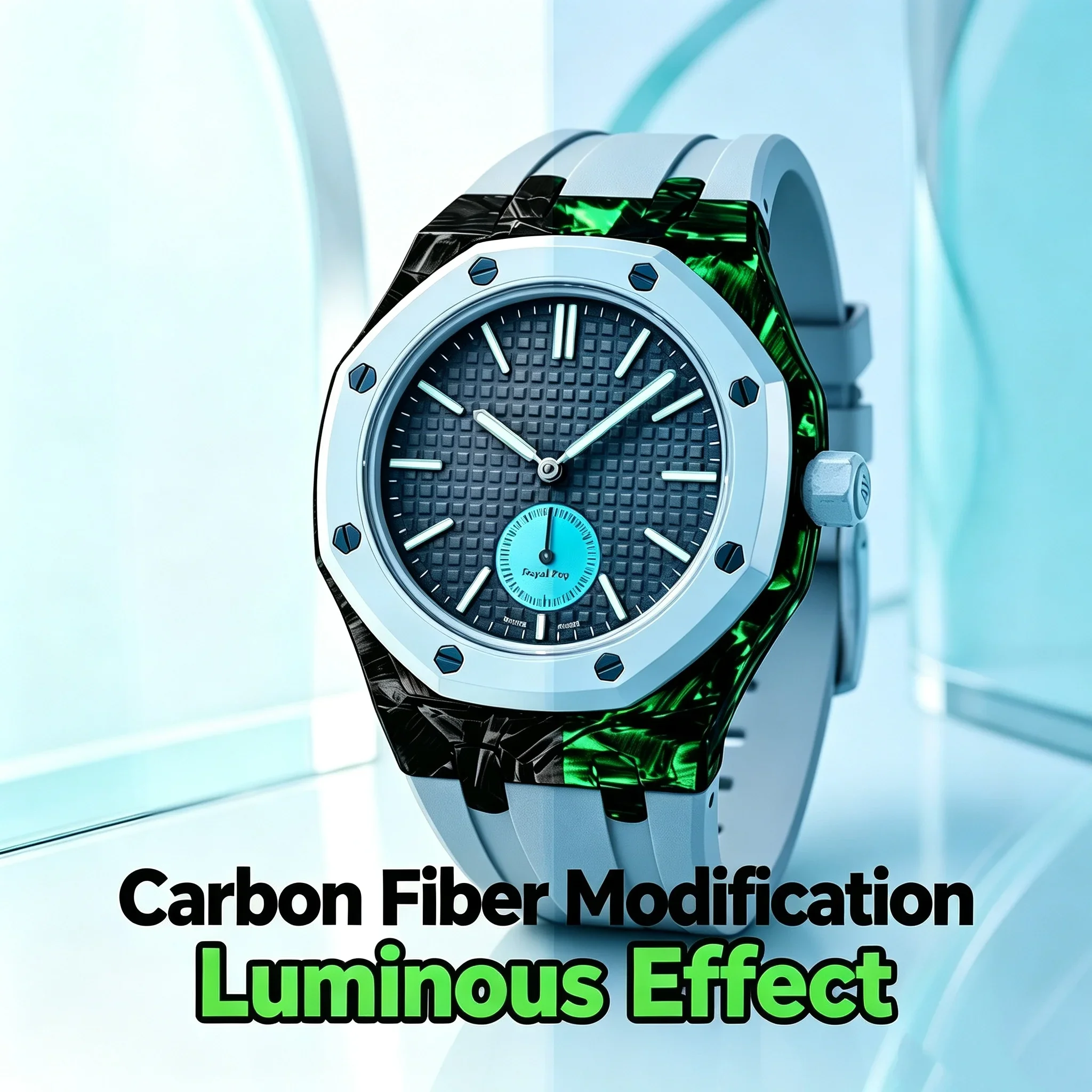 Luxury Mod Kit Carbon Fiber Case Fluororubber Strap Convert Pocket Watch To Wristwatch For Swatch x AP Royal Pop Watch