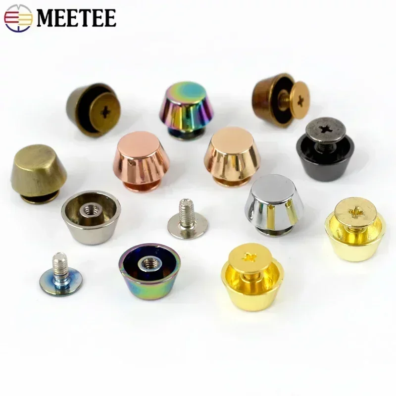 Meetee 20/50Pcs 11mm Metal Mushroom Nail Buckles Bag Foot Spikes Button LeatherCrafts Decor Screw Rivet Buckle Handbag Accessory