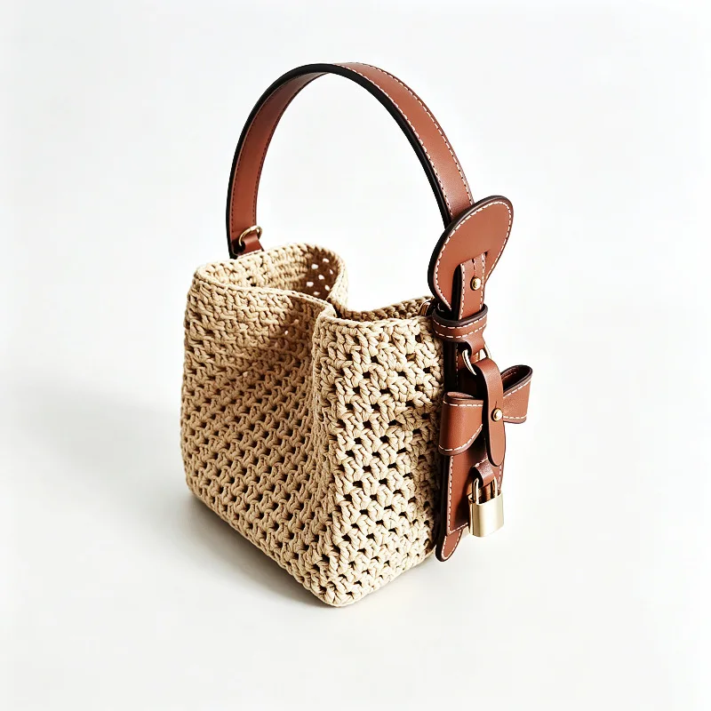 DIY Crochet Bag Making Kit Bag Base Bottom with Handle Extension Shoulder Straps Hardware Accessories for Knitting Tote Handbag