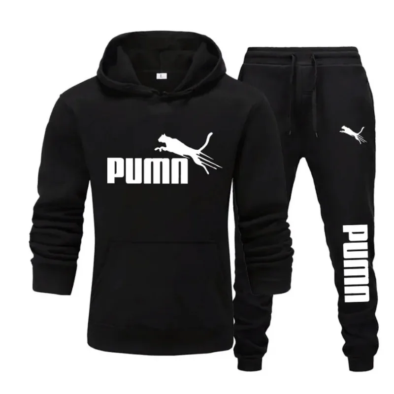 Men Pullover Hoodie Sweatpants 2 Piece Set New Autumn Winter Trendy Fitness Jogging Casual Sports Tracksuit