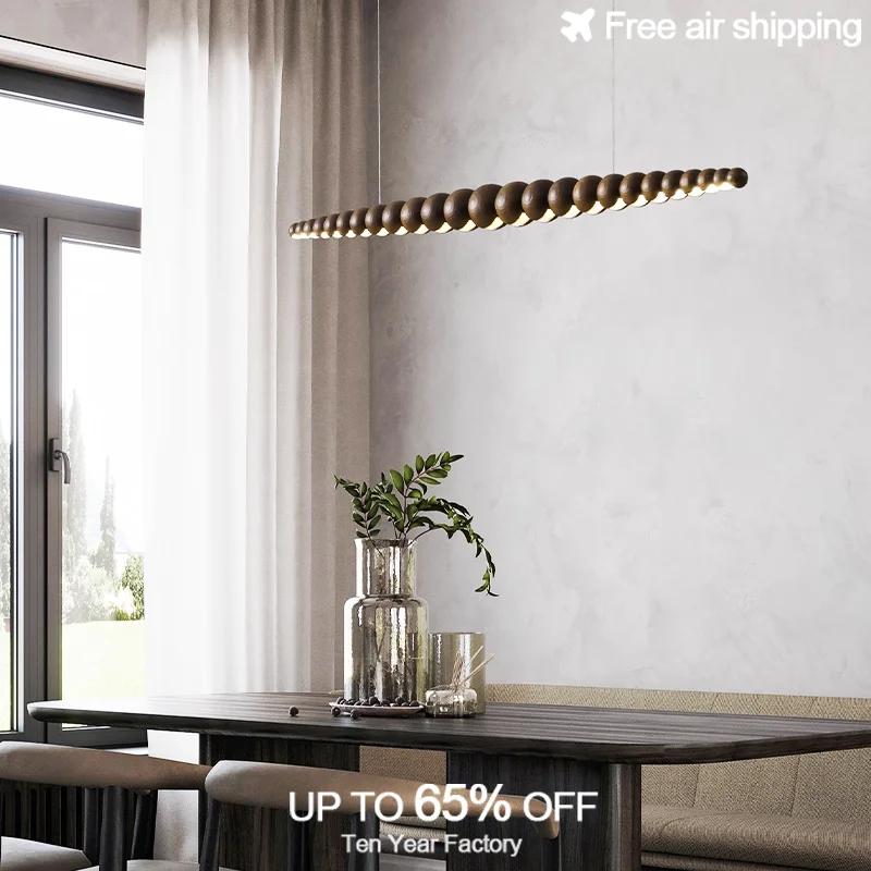 الحديثة الفاخرة طويلة الخطي الخشب الصلب قلادة ضوء لغرفة المعيشة شنقا ديكور السقف الإضاءة الإنارة