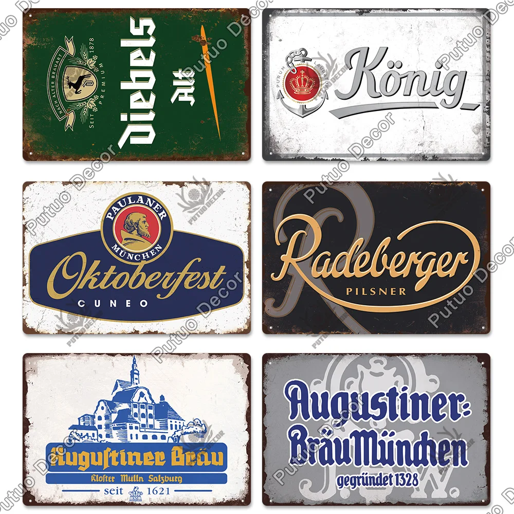 Putuo Decor Alemania marca de cerveza placa de letrero de Metal Vintage cartel de estaño para Bar Pub hombre cueva cocina Club Bar pared decoración