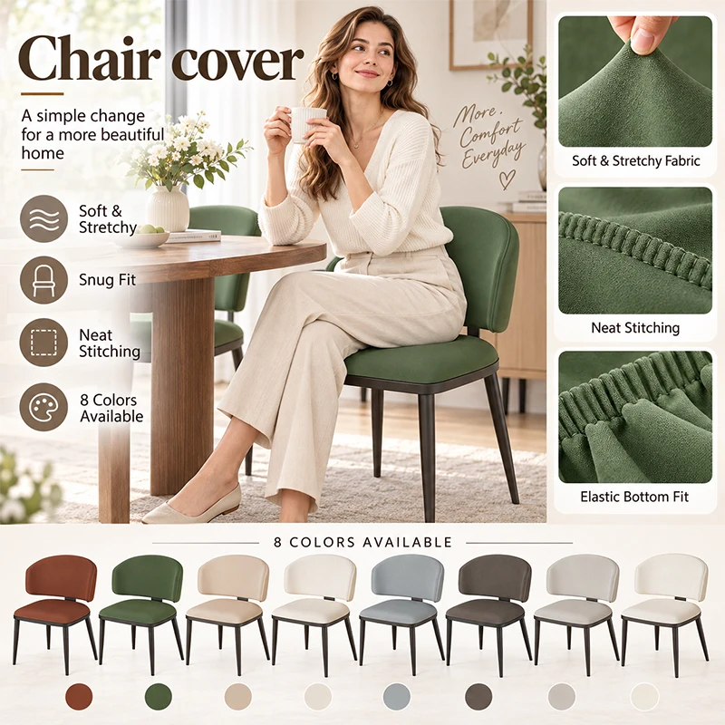 Split Dining Chair Slipcover Removable Separate Seat Back Cover Washable Furniture Protector for Dining Kitchen Home Decor