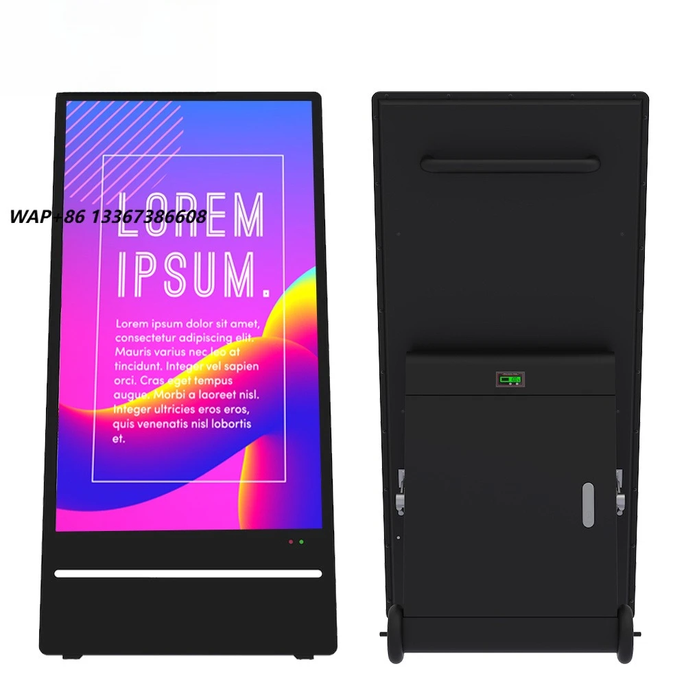 43 Inch Outdoor Battery Powered Digital Signage Portable Movable Kiosk IP65 Waterproof LCD Advertising Display Totem
