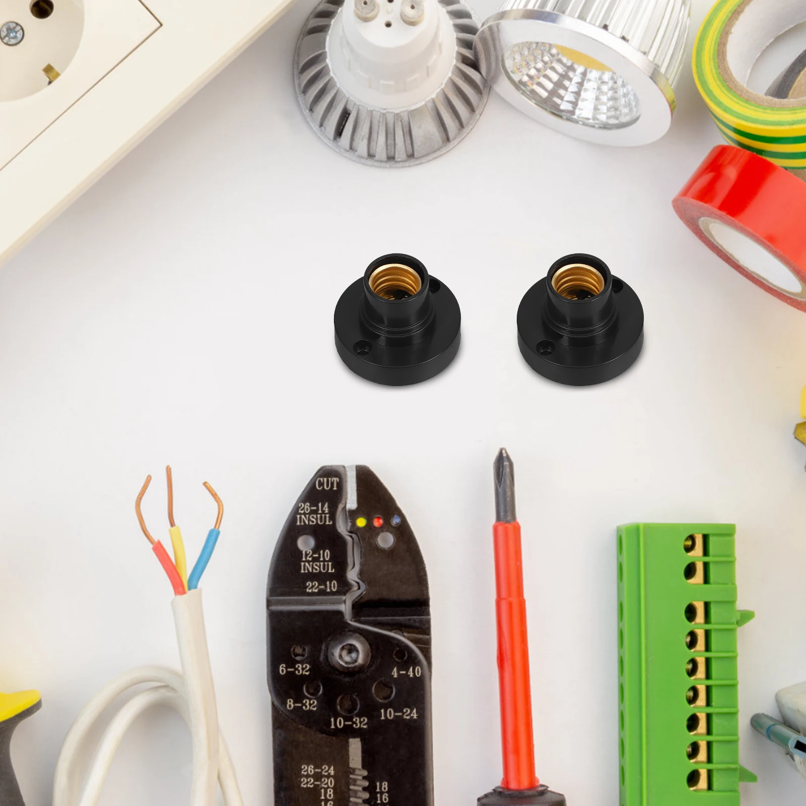 

6Pcs Mini E14 Screw Lamp Holder Bulb Base Replacement Round Socket Mount for DIY Light Fixture Testing Lamp Holder Screw Fitting