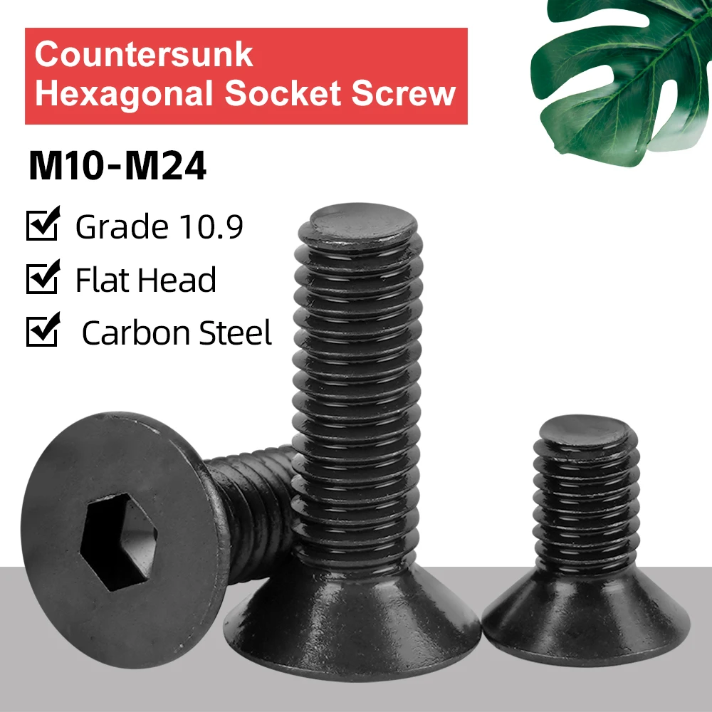 2-30 Buah M10 M12 M14 M16 M18 M18 M20 M24 Baut Allen Sekrup Kepala Datar Hexagon Hex Socket Baja Karbon Kelas 10.9