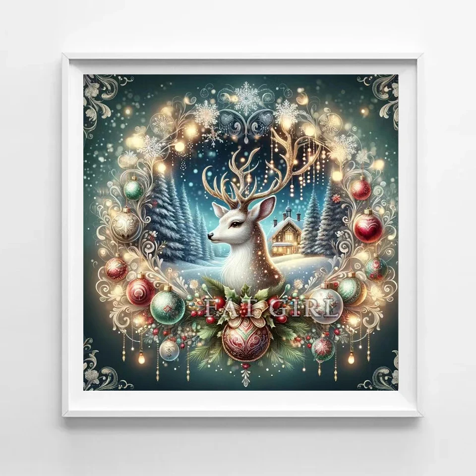 New Christmas Collection 2024 Diamond Painting Santa Claus and Deer Full Round/Square Mosaic Diamond Embroidery Home Decor B14