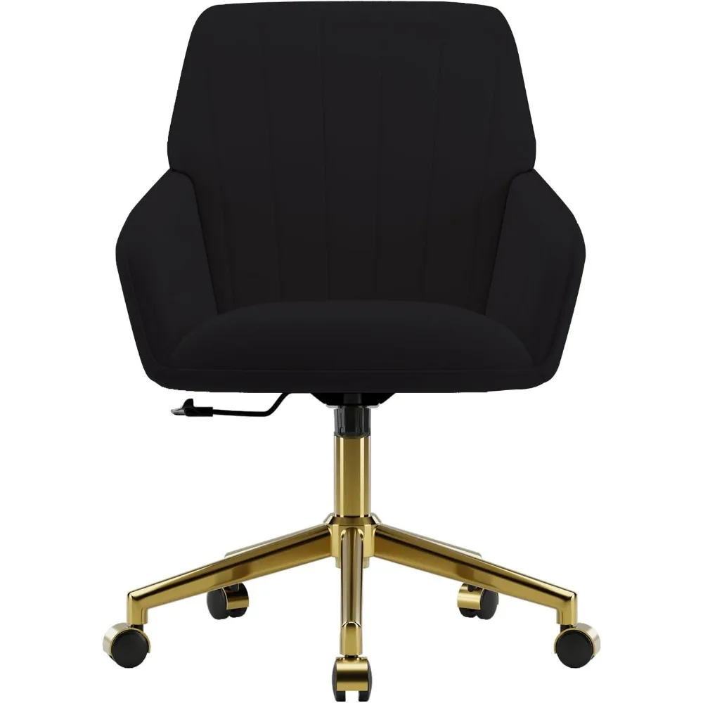 

Velvet Home Office Chairs with Gold Base, Height Adjustable 360 Degree Swivel Desk Chair with Wheels, Upholstered Tufted Modern