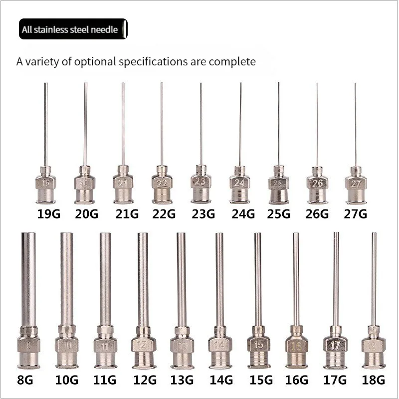 Aguja dispensadora de acero inoxidable de 1 pulgada, aguja de precisión de 8G a 19G, consumibles para máquina de goteo, pegado y pegado