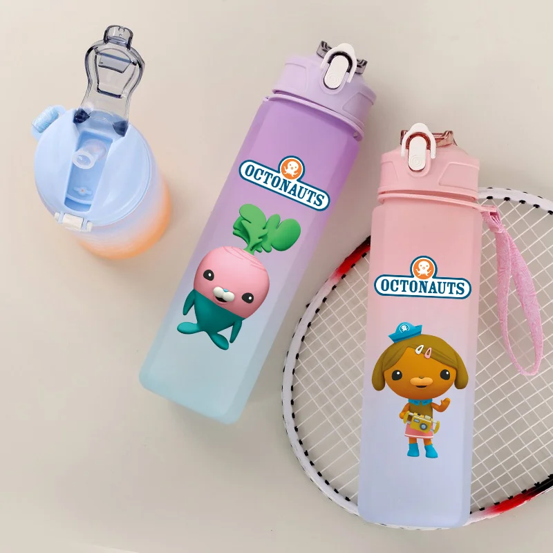 Octonauts gradientowy kolor kreskówka plastikowy kubek ze słomką przenośny sport na świeżym powietrzu 750ml kubek do picia dla dzieci o dużej pojemności prezenty