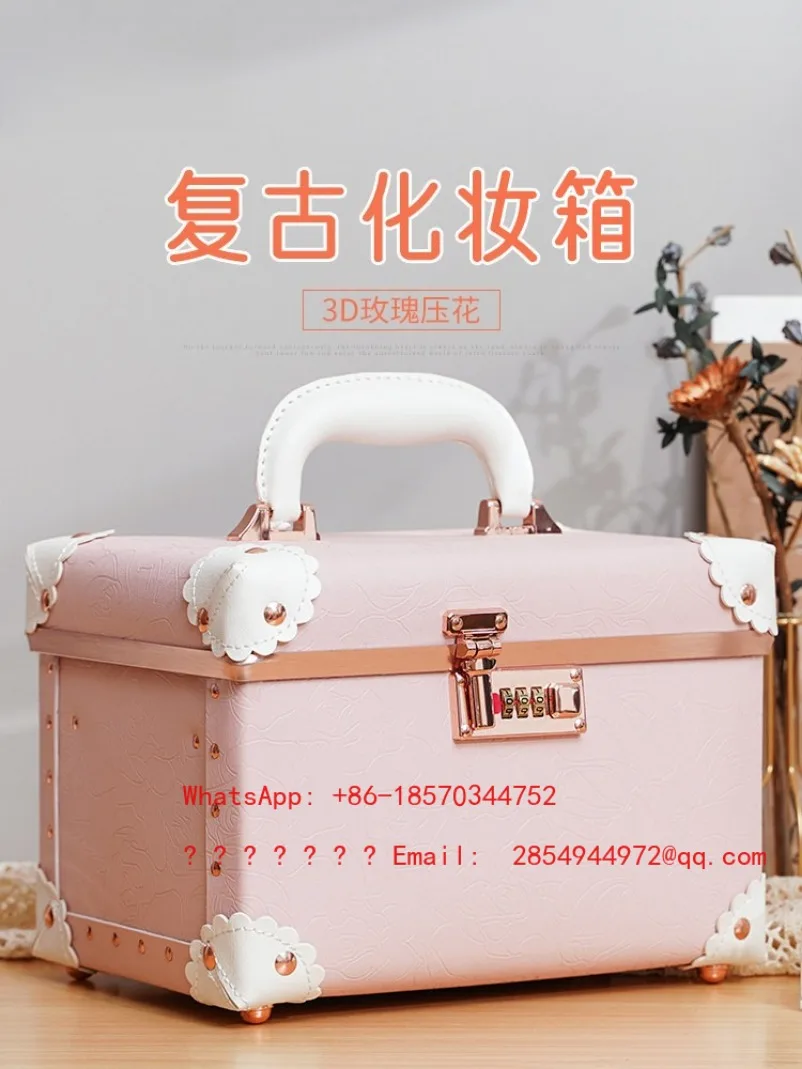 Large Capacity Cosmetic Case Password Portable Portable Cosmetic Bag Storage Box Makeup Embroidery Toolbox