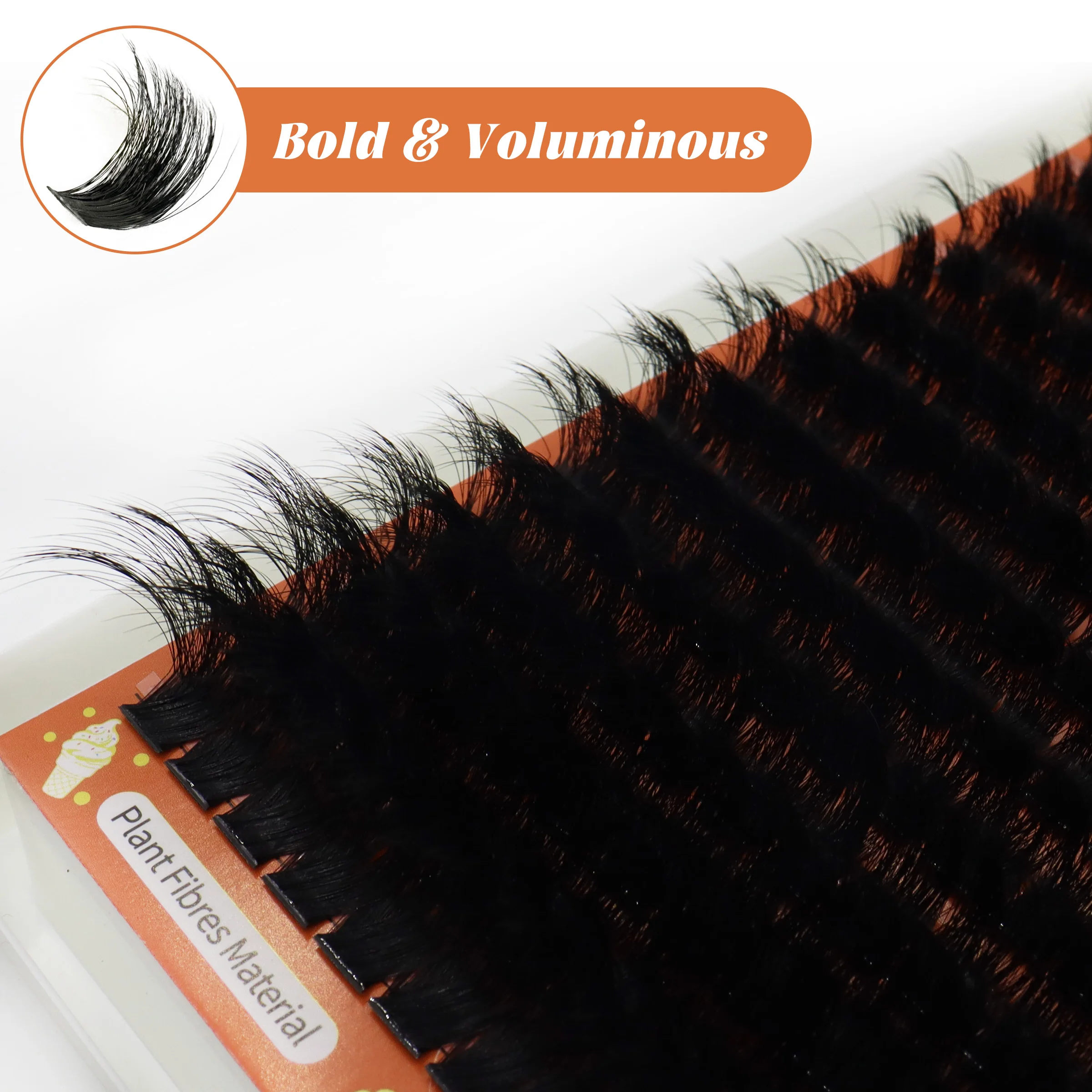 New Bold Long 200D Handmade DIY Self-Grafting Fluffy Curled Cluster Lashes 14-26mm Matte Black  Western Style