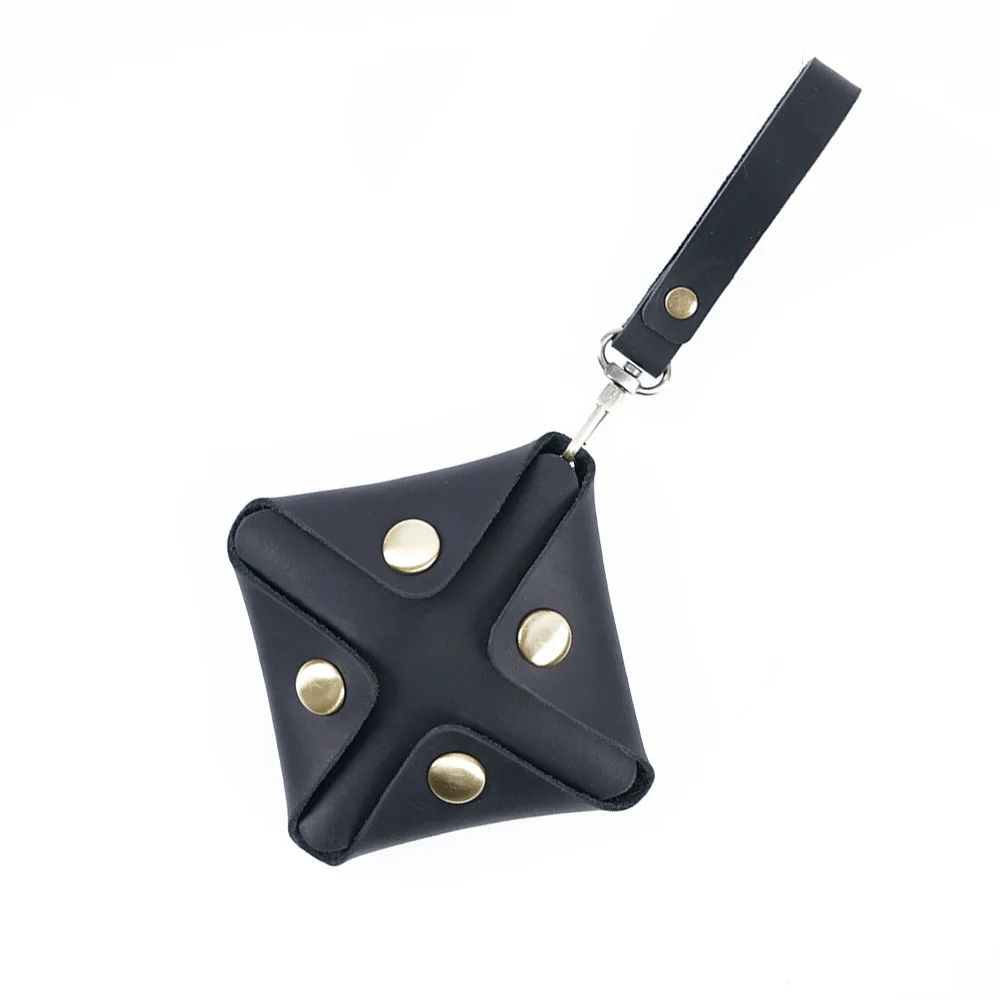 AIGUONIU Stock personalizado cuero genuino personalidad originalidad llavero Retro carteras para llaves Crazy Horse monedero de grano completo