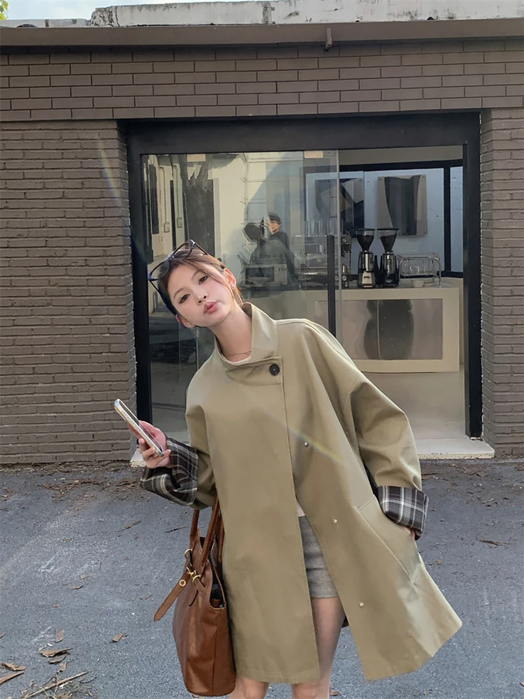 

Высококачественное цветное свободное женское пальто в Корейском стиле Sle Briti Faion, осеннее новое поступление, длина, застежка на одной пуговице