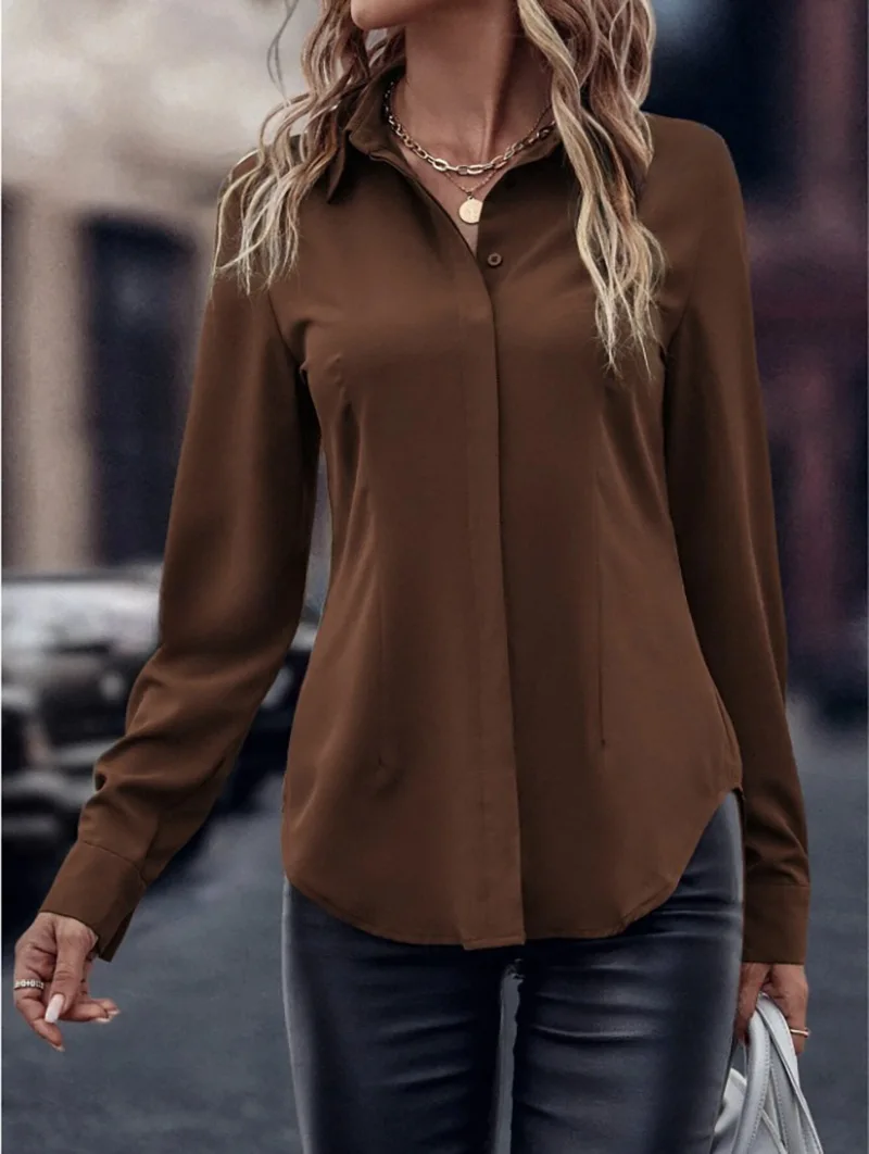Autumn Casual Women\'s Blouses Elegant Satin Multicolor Basic Slim Shirt Solid Vintage Trend Ball Dance Party Shirt All-Match Top