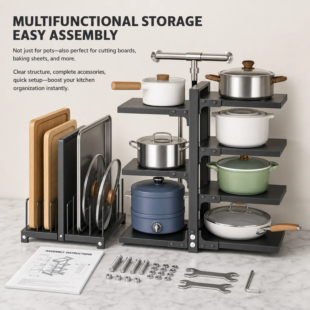 Food Storage Shelving - Prateleira de armazenamento de cozinha ajustável