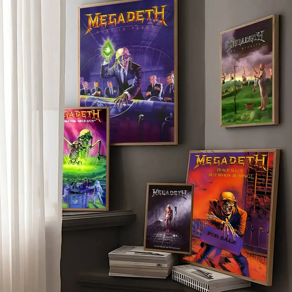 Heavy Metal Rock Band Megadeths Album Sticky Posters Retro Kraft Paper Sticker DIY Room Bar Cafe Aesthetic Art Wall Painting