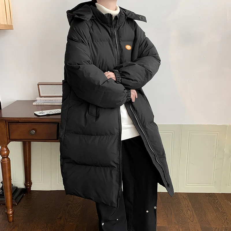 

Модная длинная пуховая куртка для мужчин, утепленная, зимняя, специальная, больших размеров, для пар, хлопковое пальто, молодежная верхняя одежда
