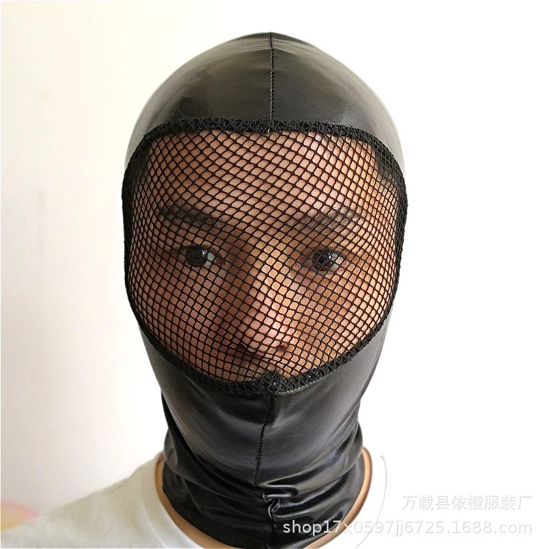 Costumes d'Halloween couvre-chef masque résille capuche pleine tête PVC Cosplay fête noir cuir artificiel aspect mouillé chaud 2025 nouveau masque
