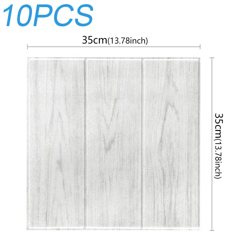 Removable 3D Wood Pattern Wall Stickers Self Waterproof Foam Decals for Indoor Decor Living Room Bedroom Study 35x35cm