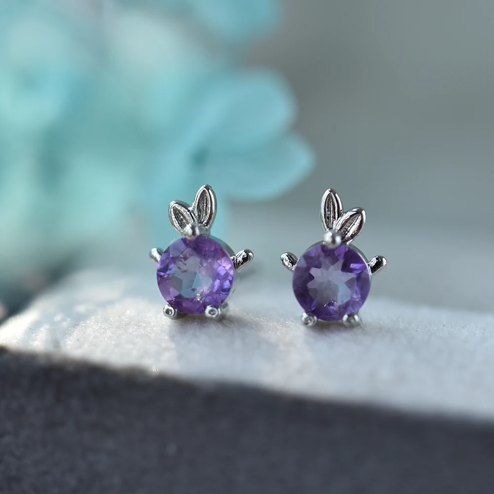 ITSMOS Cute Fish style Crystal Silver Post Studs Earrings Genuine Amethyst Garnet Peridot Citrine Lovely Earrings for Women Gift - Image 6