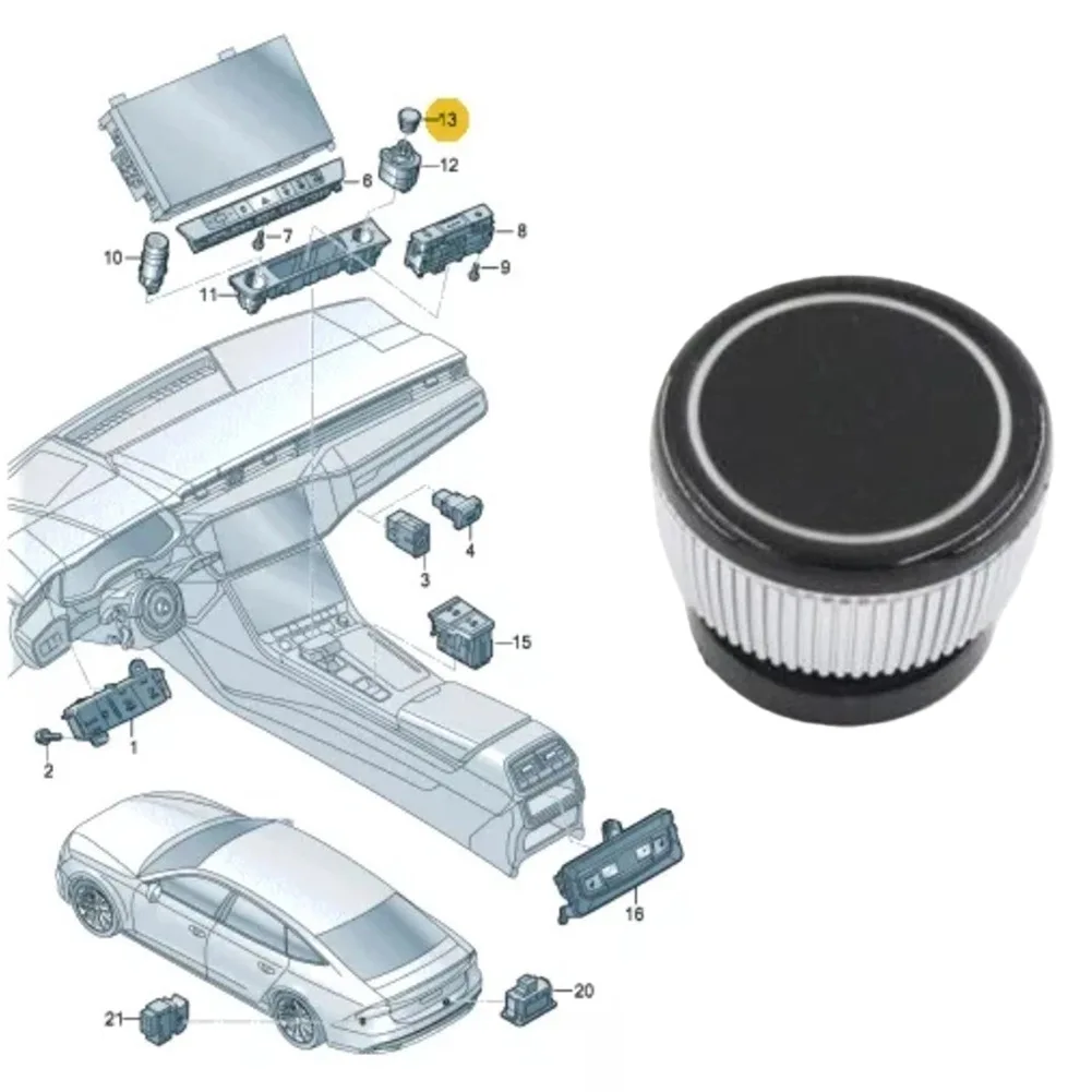 Replacement Volume Control Knob 4N0919070 for For A8 (2018-2022) For A6 For C8 (2019-2022) Multimedia Switch Assembly
